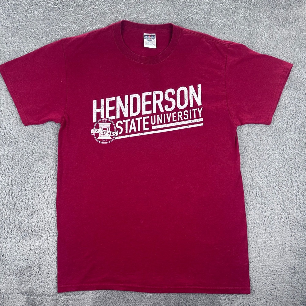Jerzees Henderson State University T-Shirt Mens Medium Maroon 125 Years Graphic‎